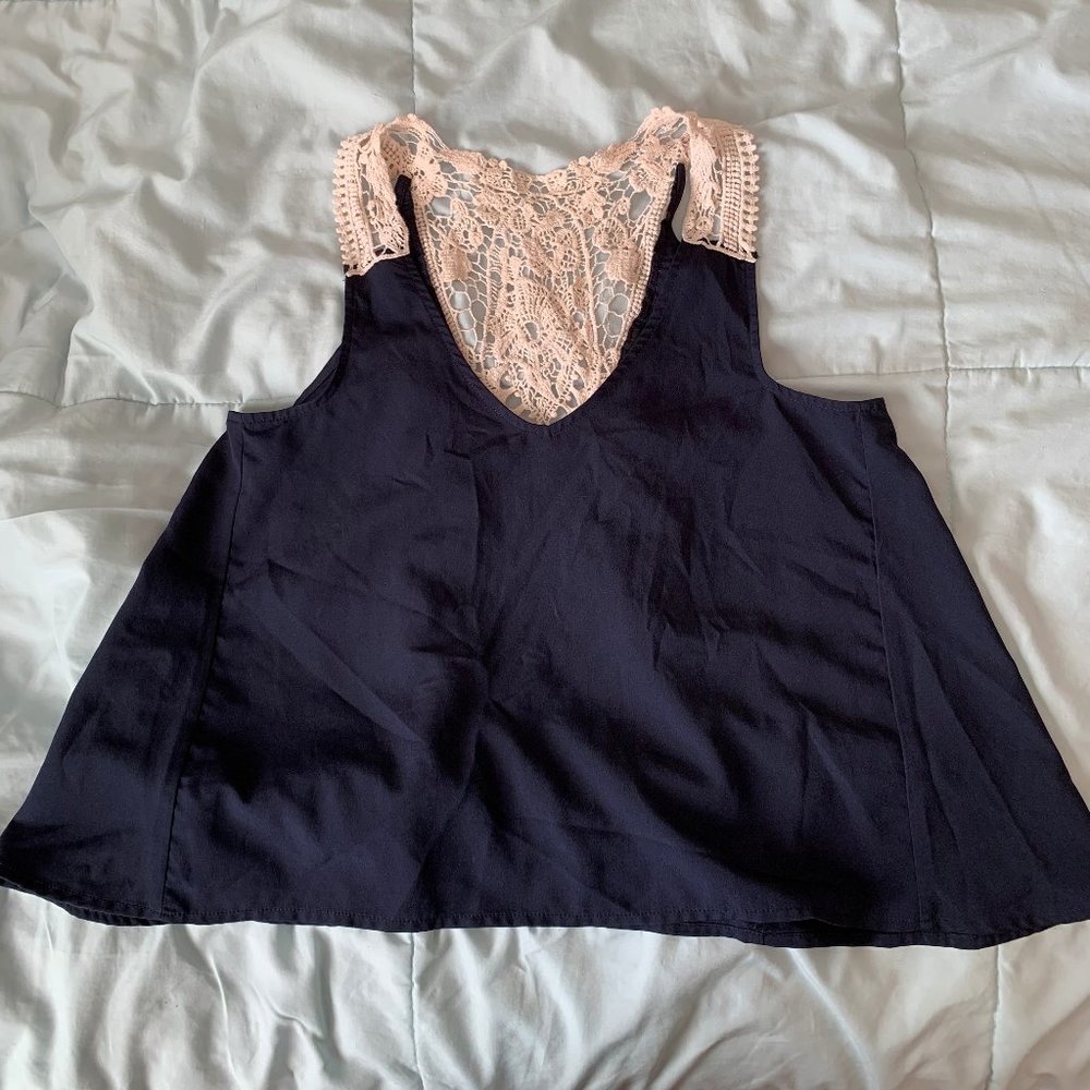 Forever 21 Navy Blue crochet back